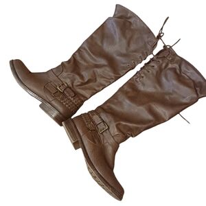 XOXO Middleton Pleather Knee High Brown Boots Ladies Size 10M VEGAN LEATHER